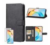 Wigento Per Honor Magic 6 Lite - Custodia a portafoglio + 4D in vetro curvo, colore: Nero