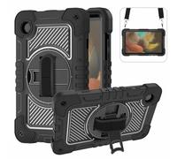 Wigento Per Samsung Galaxy Tab A9 Outdoor Hybrid Nero 360 gradi con passante di supporto per tablet, nero