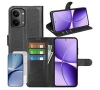 Wigento Set di custodia a portafoglio per Xiaomi Poco X8 Pro Max 5G, in ecopelle, con scomparto per carte di credito, funzione leggio, pellicola protettiva 9H, colore nero
