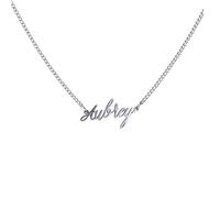 WIGERLON Collana con nome personalizzato ciondolo personalizzato placcato oro bianco 18k per le donne, Metallo