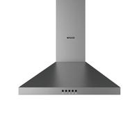 Wiggo Cappa aspirante 60 cm, cappa da parete per scarico o ricircolo, uscita 300 m³/h, con illuminazione a LED e 3 livelli di potenza, parete con filtro antigrasso e 2 filtri a carbone, acciaio inox