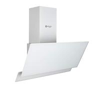 Wiggo Cappa aspirante da 60 cm, senza cappuccio, uscita 300 m³/h, display touch a 3 livelli, inclinata con filtro antigrasso e 2 filtri a carbone, con 2 parti frontali in vetro bianco