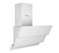 Wiggo Cappa aspirante da 60 cm, senza cappuccio, uscita 300 m³/h, display touch a 3 livelli, inclinata con filtro antigrasso e 2 filtri a carbone, cappa aspirante con 3 parti frontali in vetro bianco