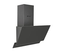 Wiggo Cappa aspirante da 60 cm, senza cappuccio, uscita 300 m³/h, display touch a 3 livelli, inclinata con filtro antigrasso e 2 filtri a carbone, con 2 parti frontali in vetro grigio