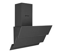 Wiggo Cappa aspirante da 60 cm, senza cappuccio, uscita 300 m³/h, display touch a LED, 3 livelli, cappa inclinata con filtro antigrasso e 2 filtri a carbone, cappa con 3 parti frontali in vetro grigio