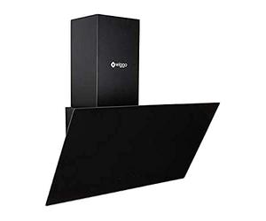 Wiggo Cappa aspirante da 60 cm, senza testa, 300 m³/h, display touch a LED a 3 livelli, con filtro antigrasso e 2 filtri al carbone, cappa aspirante con frontale in vetro, nero