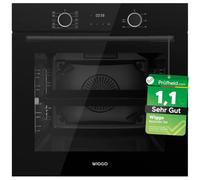 Wiggo WO-BFA610 - Forno da incasso nero, 60 cm, 73 l, aria condizionata, calore superiore e inferiore, aria calda, barbecue, scongelamento, 4 lamiere