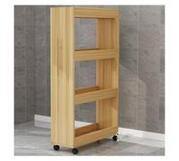 WIGING Carrello Portaoggetti A 4 Ripiani Sottile Con Ruote, Carrello Multiuso Estraibile Con Maniglia, Ideale Da Posizionare Accanto Al Frigorifero, Porta Spezie Per Cucina(Wood color,50x25x120cm)