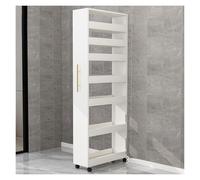 WIGING Carrello Portaoggetti A 8 Ripiani Sottile Con Ruote, Carrello Portaoggetti Estraibile In Legno Per Piccoli Spazi, Carrello Multiuso Con Portapiante Aromatiche A Doppio Lato(White,60x25x186cm)