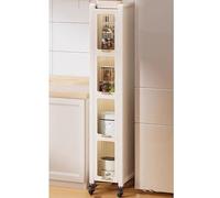 WIGING Carrello Portaoggetti Mobile Sottile Con Ruote, Scaffale Portaoggetti Da Posizionare Accanto Al Frigorifero, Carrello Multiuso Estraibile Stretto Per Cucina, Dispensa(White,30x40x157cm)