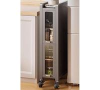 WIGING Carrello Portaoggetti Mobile Sottile Con Ruote, Scaffale Portaoggetti Da Posizionare Accanto Al Frigorifero, Carrello Multiuso Estraibile Stretto Per Cucina, Dispensa(Gray,20x40x81cm)