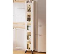 WIGING Carrello Portaoggetti Mobile Sottile Con Ruote, Scaffale Portaoggetti Da Posizionare Accanto Al Frigorifero, Carrello Multiuso Estraibile Stretto Per Cucina, Dispensa(White,30x40x188cm)