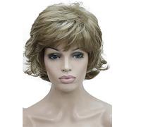 Wiginway Bfluffy - Parrucca da donna con riflessi biondi, corta, dritta, a strati