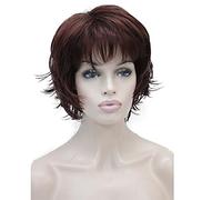 Wiginway Parrucca corta ondulata a strati da donna parrucca sintetica rosso scuro moda parrucca sintetica dall'aspetto naturale Paula Young parrucca 15,2 cm