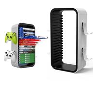wigmoa OYO-1【15.8INCH】 game Storage Tower Compatible with PS5/ Xbox Series S & X/Switch, Universal Video Games Discs Organizers 18 PCS with 4 Controllers Holder, Game Disk Box Stand. (White/Black)