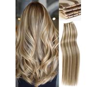 WIGNEE Extension Capelli Umani Riutilizzabili 51cm Volume Quotidiano | Extension 100% Capelli Umani Con Microperline, 2 Pz 100g Doppia Trama Biondo Ombré, Qualità Salone