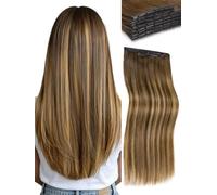 WIGNEE Extension Capelli Umani Riutilizzabili 51cm Volume Quotidiano | Extension 100% Capelli Umani Con Microperline, 8 Pz 100g Doppia Trama Biondo Highlights, Qualità Salone