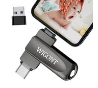 WIGONT Chiavetta USB 128GB, 3 in 1 Chiavetta per Salvare più Foto e Video. Pen Drive per i0S/Android/PC,con Adattatore USB Separato. Chiavette lphone Pendrive Non è Necessaria un'APP.
