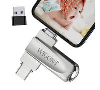 WIGONT Chiavetta USB 128GB,Pen Drive lphone Chiavetta per i0S/Android/PC,Con Adattatore USB Separato.Robusta e Compatta Pendrive lphone per Salvare più Foto e Video.Non è Necessaria un'APP.