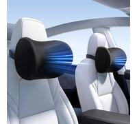 Wigoo Cuscino poggiatesta per auto, confezione da 2, cuscino cervicale per auto, morbido poggiatesta (nero)