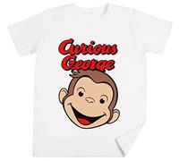 Wigoro Curious George Bambini Unisex Ragazzi Ragazze Bianca Maglietta T-Shirt Kids Unisex T-Shirt