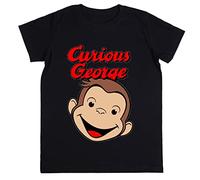 Wigoro Curious George Bambini Unisex Ragazzi Ragazze Nero Maglietta T-Shirt Kids Unisex T-Shirt