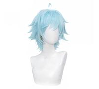 Wigs Genshin Impact Chongyun Cosplay Wigs Light Blue Short Resistente al calore Capelli sintetici per Halloween
