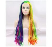 Wigs intrecciate in pizzo da donna donna lunghe arcobaleno intrecciata di colore sintetico parrucca africana brasiliana parrucche intrecciate intrecciata roccia di halloween cosplay parrucca costume p