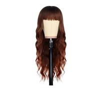 Wigs Long Wavy Wigs with Thick Bangs, Curly Hair Synthetic Wave Heat Resistant Fiber Daily Use aggiunge volume ai capelli (rosso)