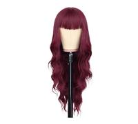 Wigs Long Wavy Wigs with Thick Bangs, Curly Hair Synthetic Wave Heat Resistant Fiber Daily Use aggiunge volume ai capelli (rosso rosso)