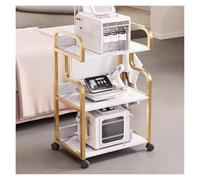 Carrello per estetista con ruote, carrello mobile per salone di bellezza, a 3 ripiani, per estetista (oro)