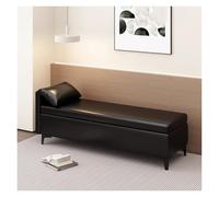 WIGSELBL Cassapanca ottomana con contenitore, panca ottomana imbottita in pelle con seduta per camera da letto, soggiorno, ingresso (nero, 120 cm)