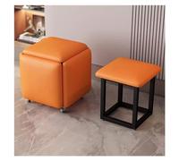 WIGSELBL Divano a forma di cubo, 5 in 1, impilabile, poggiapiedi, con ruote girevoli, sgabello multifunzionale per trucco, sedia da toeletta per soggiorno (arancione)