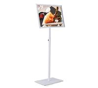 WIGSELBL Espositore per cartelli, supporto per poster, supporto regolabile in alluminio autoportante per pubblicità, informazioni, supporto per menù da pavimento (colore: bianco, dimensioni: A4)