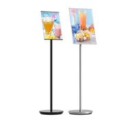 WIGSELBL Espositore per poster, formato A4, A3, supporto per cartelli pubblicitari, per matrimoni, da pavimento, per visualizzazione verticale e orizzontale (nero, A4)