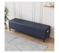WIGSELBL Panca ottomana con contenitore, in finta pelle, imbottita, per divano, poggiapiedi con spazio di archiviazione, panca per camera da letto, soggiorno, ingresso (blu, 100 cm)