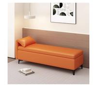 WIGSELBL Panca ottomana imbottita con cuscino per soggiorno, in finta pelle, con contenitore, sgabello, divano, panca per camera da letto (arancione, 80 cm)