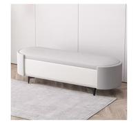 WIGSELBL Panca ottomana lunga con contenitore, in finta pelle, ottomana, panca da interni con stretta e seduta per poggiapiedi, in camera da letto, soggiorno (grigio, 80 cm)