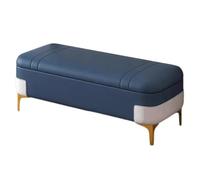 WIGSELBL Panca ottomana lunga con contenitore, ottomana in finta pelle, panche per interni, con seduta stretta e per poggiapiedi, in camera da letto (blu, 80 cm)