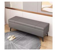 WIGSELBL Panca ottomana lunga con contenitore, poggiapiedi, panche in ecopelle e seduta per poggiapiedi, in camera da letto, soggiorno, ingresso (grigio, 120 cm)
