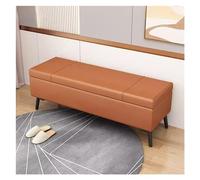 WIGSELBL Panca ottomana lunga con contenitore, poggiapiedi, panche in ecopelle e seduta per poggiapiedi, in camera da letto, soggiorno, ingresso (arancione, 100 cm)