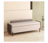 WIGSELBL Panca ottomana portaoggetti in pelle PU con spazio di archiviazione, panca moderna imbottita con finestra con seduta più spessa (colore: grigio, dimensioni: 100 cm)