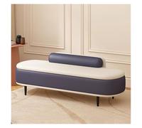 WIGSELBL Panca ottomana portaoggetti per estremità del letto, panca per scarpe da ingresso con contenitore, panca imbottita in pelle con seduta, per camera da letto, soggiorno (blu, 80 cm)