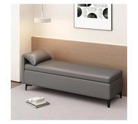 WIGSELBL Panca portaoggetti con cuscino, divano imbottito ottomano, panca lunga e stretta, per ingresso, in finta pelle, cassettiera ottomana con contenitore (grigio, 80 cm)