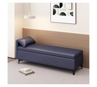 WIGSELBL Panca portaoggetti con cuscino, divano imbottito ottomano, panca lunga e stretta, per ingresso, in finta pelle, cassettiera ottomana con contenitore (blu, 100 cm)