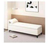 WIGSELBL Panca portaoggetti con cuscino, divano imbottito ottomano, panca lunga e stretta, per ingresso, in finta pelle, cassettiera ottomana con contenitore (crema, 80 cm)