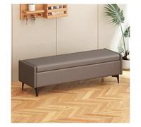 WIGSELBL Panche portaoggetti in pelle per camera da letto, panca con contenitore, panca ottomana portaoggetti per soggiorno, panche rettangolari da ingresso con portaoggetti e seduta (grigio, 1.100 cm