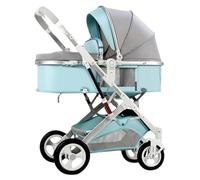 WIGSELBL Passeggino 2 in 1 per neonati, passeggino convertibile di lusso, passeggino pieghevole per bambini da 0 a 36 mesi, leggero ombrello in lega di alluminio (blu)
