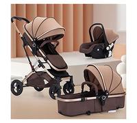 WIGSELBL Passeggino pieghevole combinato seggiolino auto e passeggino,carrozzina reversibile per neonati,carrozzina regolabile ad alta visibilità di lusso con telaio in alluminio kaki,taglia unica
