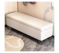 WIGSELBL Pouf mobile in finta pelle, poggiapiedi, con ruote, panca da ingresso con estremità del letto, seduta per scarpe, ottomana per soggiorno e ingresso (crema, 100 cm)